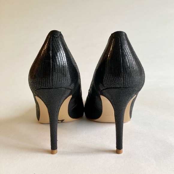 Marc Fisher Black Lizard Print Fabric Point Toe Heels size 9.5 - Picture 12 of 14